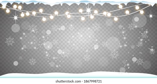 Christmas lights isolated on transparent background. Vector illustration.