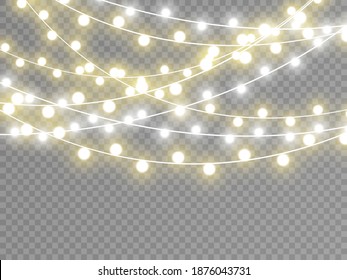 Christmas lights isolated on transparent background. Vector illustration.