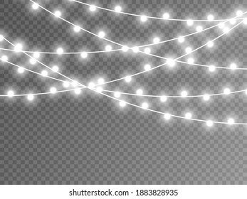 Christmas lights isolated on transparent background. Vector illustration.