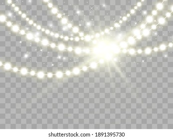 Christmas lights isolated on transparent background. Vector illustration.
