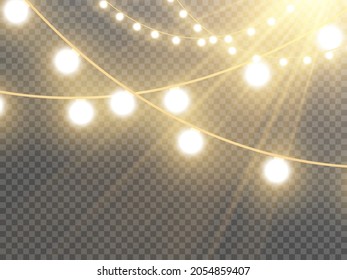 Christmas lights isolated on transparent background. Vector illustration.