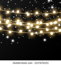 Christmas lights isolated on transparent background. Vector illustration.	