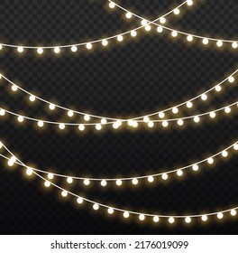 Christmas lights isolated on a transparent background. Christmas glowing garland.for the new year and christmas. light effect. Vector illustration.