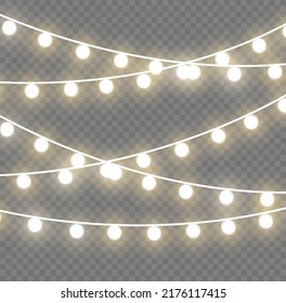 Christmas lights isolated on a transparent background. Christmas glowing garland.for the new year and christmas. light effect. Vector illustration.