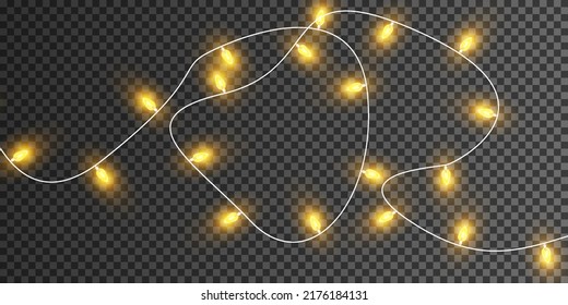 Luces navideñas aisladas en un fondo transparente. Mariscos brillantes de Navidad. Ilustración del vector