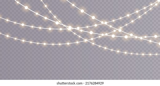 Luces navideñas aisladas en un fondo transparente. Mariscos brillantes de Navidad. Ilustración del vector