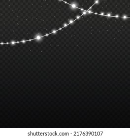 Christmas lights isolated on a transparent background. Christmas glowing garland.for the new year and christmas. light effect. Vector illustration.