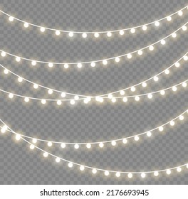 Christmas lights isolated on a transparent background. Christmas glowing garland.for the new year and christmas. light effect. Vector illustration.