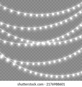 Christmas lights isolated on a transparent background. Christmas glowing garland.for the new year and christmas. light effect. Vector illustration.
