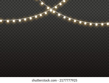 Christmas lights isolated on a transparent background. Christmas glowing garland.for the new year and christmas. light effect. Vector illustration.