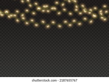 Christmas lights isolated on a transparent background. Christmas glowing garland.for the new year and christmas. light effect. Vector illustration.
