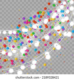 	
Christmas lights isolated on transparent background. Vector illustration.
