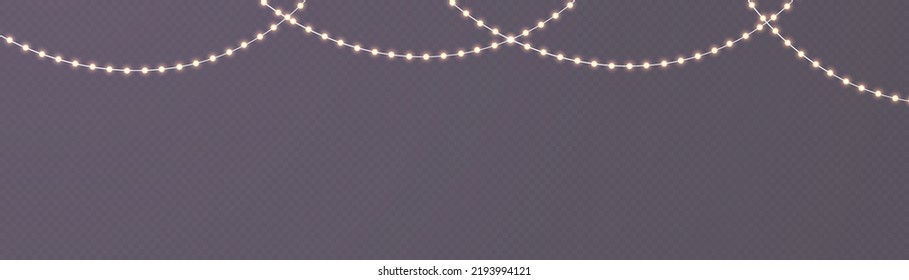 Christmas lights isolated on a transparent background. Christmas light multicolored garlands. xmas lamp glowing garland. for the new year and christmas. light effect. Vector illustration.
