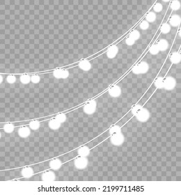 Christmas lights isolated on transparent background. Vector illustration.	