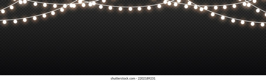 Christmas lights isolated on a transparent background. Christmas light multicolored garlands. xmas lamp glowing garland. for the new year and christmas. light effect. Vector illustration.
