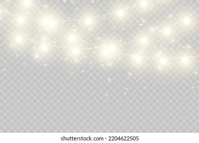Christmas lights isolated on transparent background. Vector illustration.