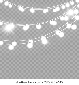 Christmas lights isolated on transparent background. Vector illustration.	
