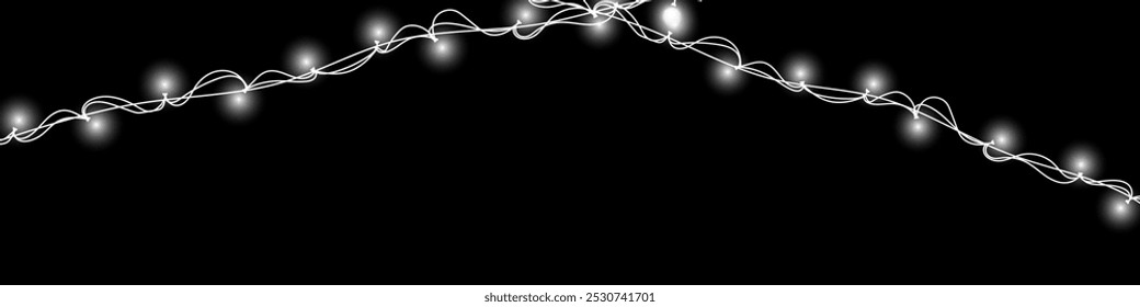 Christmas lights isolated on transparent background. Set of golden xmas glowing garland. Vector illustration