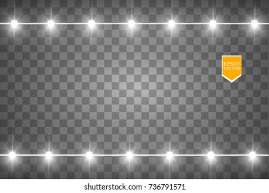 Christmas lights isolated on transparent background. Xmas glowing garland. Vector