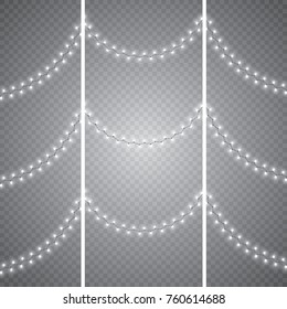 Christmas lights isolated on transparent background. Xmas glowing garland. Vector illustration
