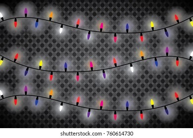 Christmas lights isolated on transparent background. Xmas glowing garland. Vector illustration