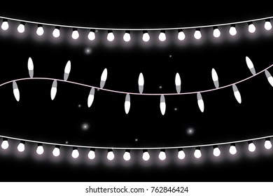 Christmas lights isolated on transparent background. Xmas glowing garland. Vector illustration