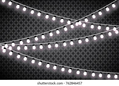 Christmas lights isolated on transparent background. Xmas glowing garland. Vector illustration