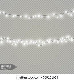 Christmas lights isolated on transparent background. Vector illustration.