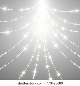 Christmas lights isolated on transparent background. Vector illustration.