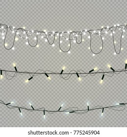 Christmas lights isolated on transparent background. Vector illustration.