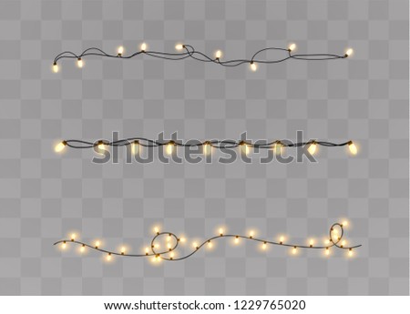 Christmas lights isolated on transparent background. Xmas glowing garland. Vector illustration