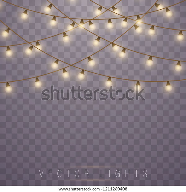 Christmas Lights Isolated On Transparent Background Stock Vector