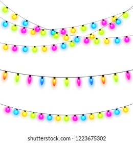 Colorful Round Christmas Lights White Background Stock Vector (Royalty ...