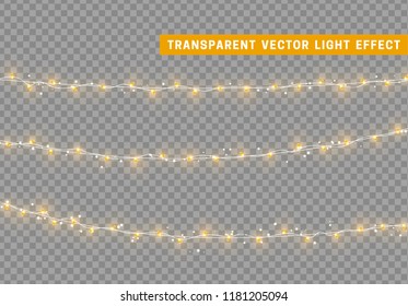 Christmas lights isolated realistic design elements. Xmas glowing lights. Garlands, Christmas decorations. Christmas lights isolated realistic design elements. Xmas glowing lights. Garlands, Christmas decorations.