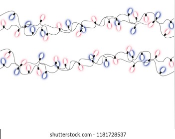 Christmas lights isolated realistic design elements. Glowing lights for the Christmas holidays, banners, posters, web design. Ornaments of a garland.