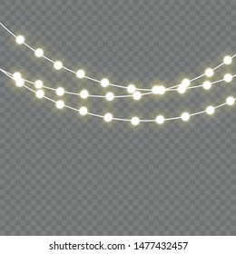 Christmas lights isolated realistic design elements. Glowing lights for Xmas Holiday.Led neon lamp