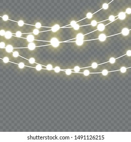 Christmas lights isolated realistic design elements. Glowing lights for Xmas Holiday.Led neon lamp