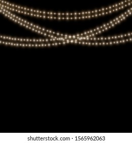 Christmas lights isolated realistic design elements. Glowing lights for Xmas Holiday cards, banners, posters, web design. Garlands decorations. Led neon lamp