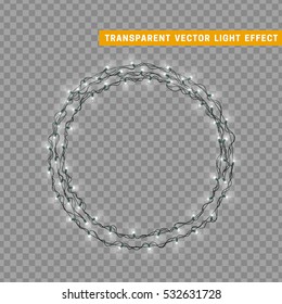 Christmas lights isolated realistic design elements. Glowing lights for Xmas Holiday greeting card design. Garlands decorations. Led neon lamp. vector illustration