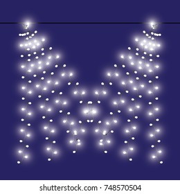 Christmas lights isolated realistic design elements. Garlands, Christmas decorations.