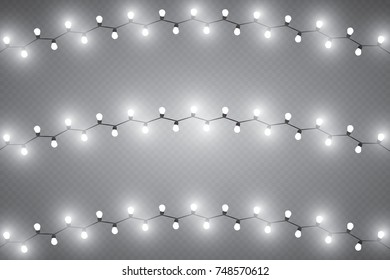 Christmas lights isolated realistic design elements. Garlands, Christmas decorations.