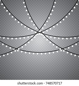 Christmas lights isolated realistic design elements. Garlands, Christmas decorations.