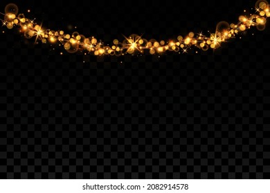 Christmas Lights Isolated Transparent Background Christmas Glowing Garlands.