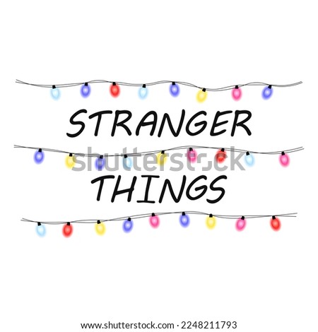 Christmas lights with lettering. Vector illustration