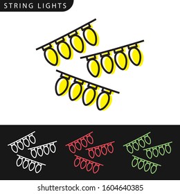 Christmas lights line icon concept. Christmas lights flat vector symbol,