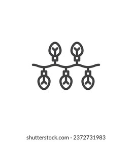 Christmas lights line icon. linear style sign for mobile concept and web design. Xmas garland outline vector icon. Symbol, logo illustration. Vector graphics
