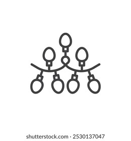 Christmas Lights line icon. linear style sign for mobile concept and web design. String lights outline vector icon. Garland symbol, logo illustration. Vector graphics