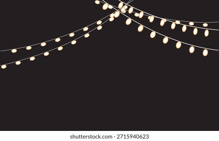 Christmas lights on a background. Christmas light vector . Design for advertising invitations, web banners, postcards background.   Christmas, party and new year decoration. 