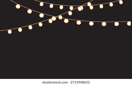 Luzes de Natal sobre um fundo. Vetor de luz de Natal . Design para convites publicitários, banners da Web, plano de fundo de cartões postais.   Natal, festa e decoração de ano novo. 