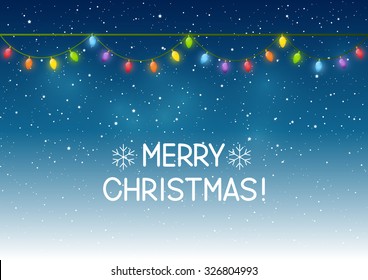 Christmas lights on night sky background